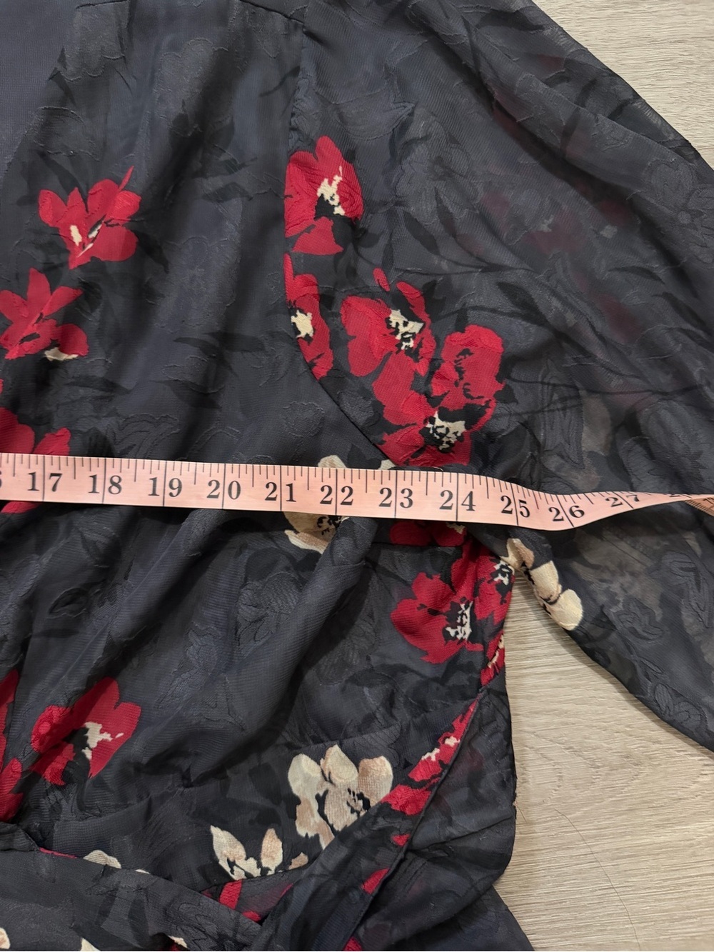 Torrid wrap Black Dress with Red Floral Accents - Picture 9 of 11